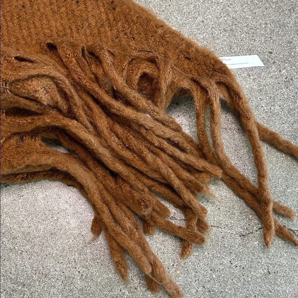 Urban Outfitters Brown Fringe Knit Scarf